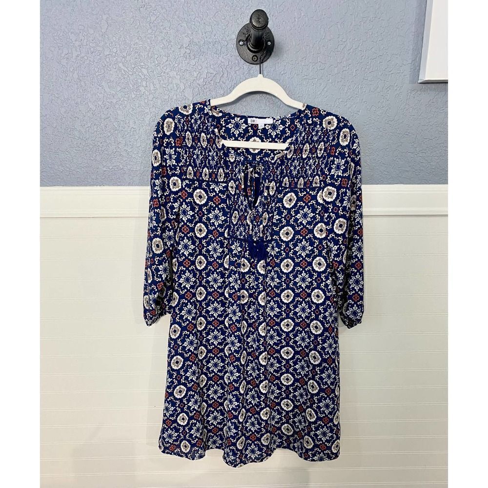 DR2 Blue Multipattern 3/4 Sleeve Tunic - Picture 5 of 7